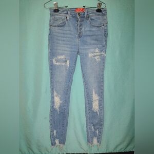 Wax Jean Light Blue High Rise Distressed Jeans